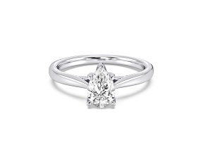 Pear Shape White Lab Grown Diamond Ring 14k White Gold 1.50ctw.