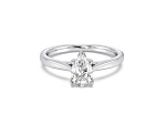 Pear Shape White Lab Grown Diamond Ring 14k White Gold 1.50ctw.