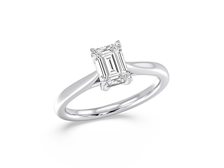 Emerald Cut White Lab Grown Diamond Ring 14k White Gold 2.00ctw.