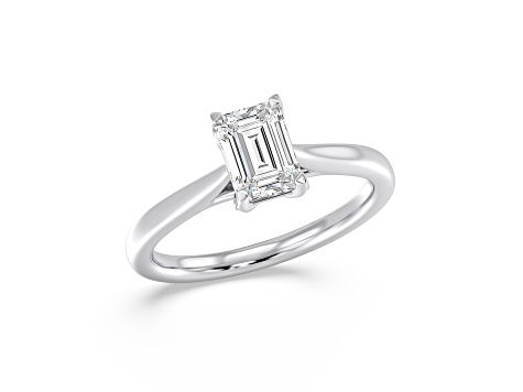 Emerald Cut White Lab Grown Diamond Ring 14k White Gold 2.00ctw.