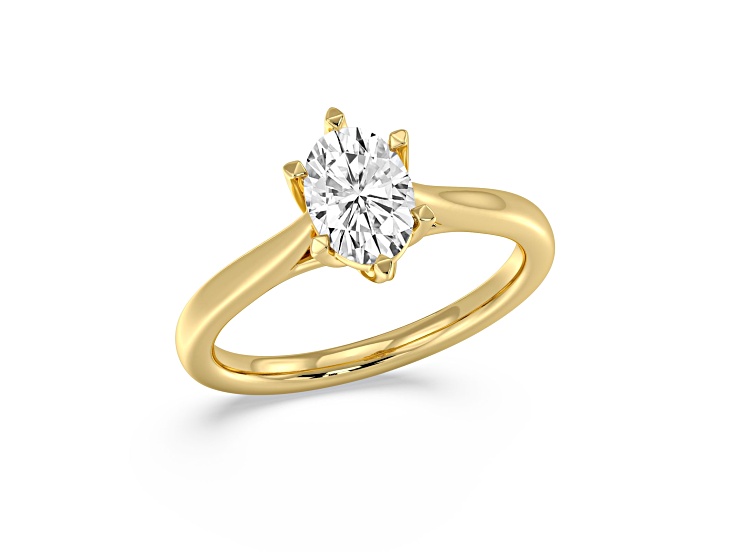 Oval White Lab Grown Diamond Ring 14k Yellow Gold 2.00ctw.
