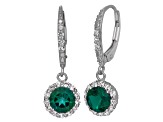 Lab Created Emerald Sterling Silver Dangle Earrings 1.92ctw