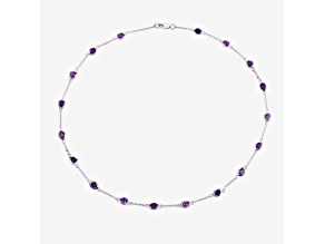 Oval Purple Amethyst By the Yard Rhodium Over Sterling Silver Station Necklace 6.12ctw