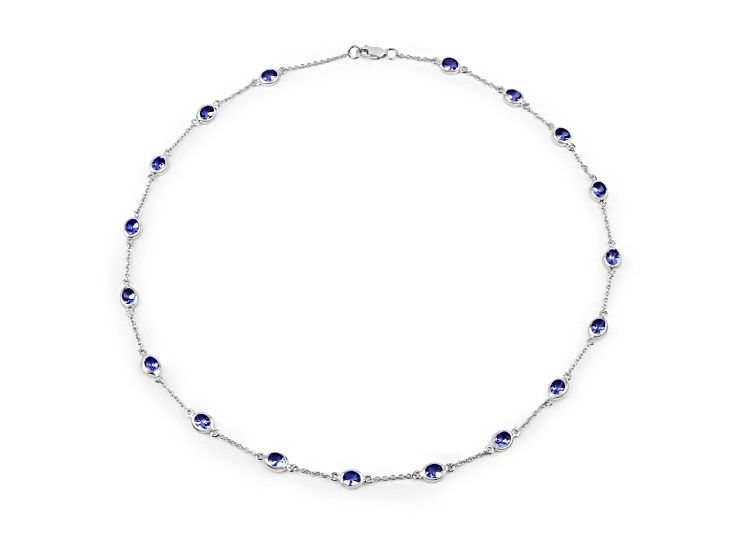 Violet Tanzanite By the Yard Rhodium Over Sterling Silver Station Necklace 5.94ctw