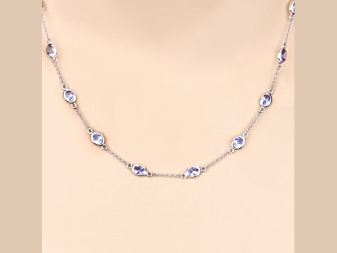 Violet Tanzanite By the Yard Rhodium Over Sterling Silver