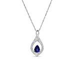 Pear Tanzanite and Cubic Zirconia Rhodium Over Sterling Silver Pendant with chain, 2.48ctw