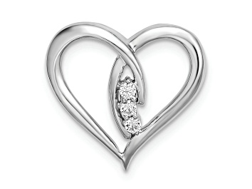 Picture of Rhodium Over 14k White Gold Diamond Polished Heart Chain Slide Pendant