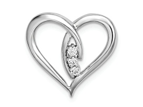 Rhodium Over 14k White Gold Diamond Polished Heart Chain Slide Pendant