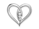 Rhodium Over 14k White Gold Diamond Polished Heart Chain Slide Pendant