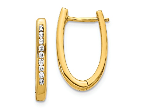 10k Yellow Gold 11/16", 0.243ctw Diamond Oval Hinged Hoop Earrings
