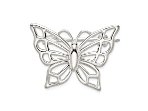Sterling Silver Polished Butterfly Pin Brooch