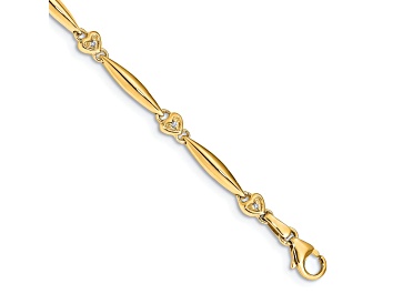 Picture of 14k Yellow Gold Diamond Heart Bracelet