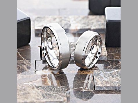 SHIRE Titanium Brushed Center Men's Flat Wedding Ring with