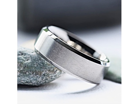 SHIRE Titanium Brushed Center Men's Flat Wedding Ring with