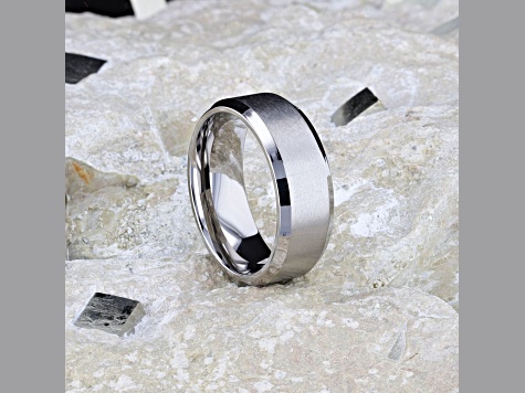 SHIRE Titanium Brushed Center Men's Flat Wedding Ring with