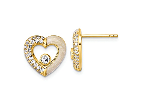10K Yellow Gold Over Sterling Silver Cubic Zirconia Enamel