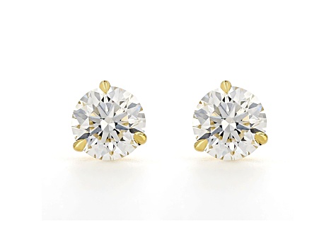 Certified White Lab-Grown Diamond G VS1 18k Yellow Gold 3 Prong Martini Stud Earrings 4.00ctw