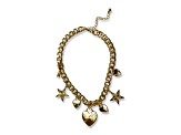Gold Tone Crystal Stars and Heart Charms Pendant Necklace.