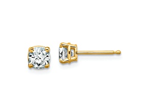 14K Yellow Gold 3/4ct. 4.5mm Cushion G H I True Light Moissanite Earrings