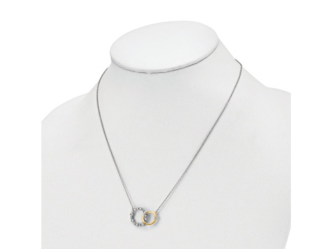 14K Two-tone Gold Lab Grown Diamond SI1/SI2, G H I, Circle Interlocking 18 Inch Necklace 0.41ctw