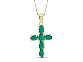 Green Emerald 14K Gold Over Sterling Silver Pendant with Chain 1.80ctw