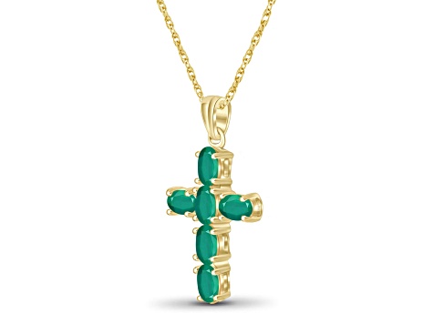 Green Emerald 14K Gold Over Sterling Silver Pendant with Chain 1.80ctw