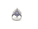Rhodium Over Sterling Silver Oval Tanzanite and White Zircon Ring 4.06ctw