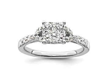 Picture of Rhodium Over 14K White Gold Lab Grown Diamond VS/SI GH, Cluster Ring 0.752ctw