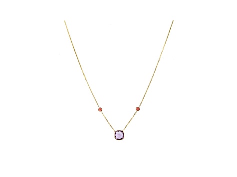 14K Yellow Gold Amethyst and Garnet 18 Inch Necklace