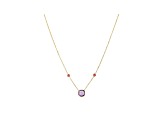 14K Yellow Gold Amethyst and Garnet 18 Inch Necklace