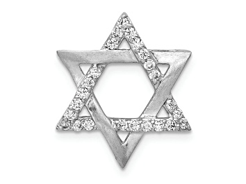 Picture of Rhodium Over 14k White Gold Diamond Star of David Chain Slide Pendant