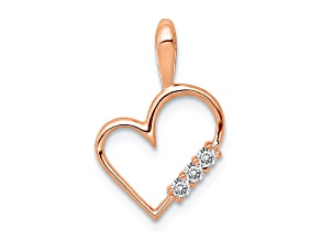 14k Rose Gold Diamond Heart Pendant