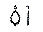 Off Park® Collection, Gunmetal-Tone Open-Center Floral Leaf Black Crystal Earrings.