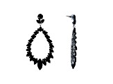 Off Park® Collection, Gunmetal-Tone Open-Center Floral Leaf Black Crystal Earrings.