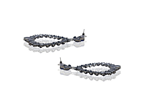 Off Park® Collection, Gunmetal-Tone Open-Center Floral Leaf Blue Crystal Earrings.