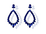 Off Park® Collection, Gunmetal-Tone Open-Center Floral Leaf Blue Crystal Earrings.