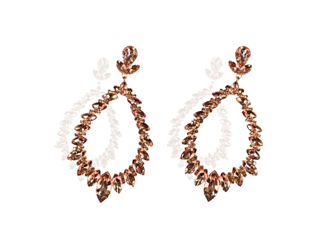 Off Park Collection, Gold-Tone Open-Center Floral Leaf Oval AB Crystal Earrings.