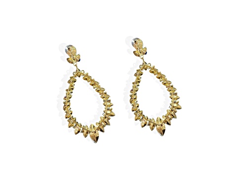 Off Park® Collection, Gold-Tone Open-Center Floral Leaf Oval AB Crystal Earrings.