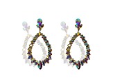 Off Park® Collection, Gold-Tone Open-Center Floral Leaf Oval AB Crystal Earrings.