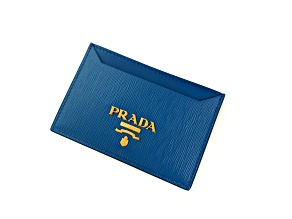 Prada Vitello Move Cobalt Blue Leather Small Card Case Wallet
