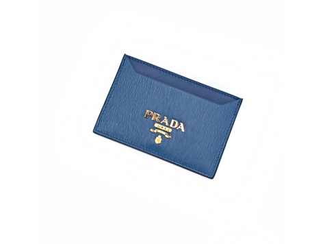 Prada Vitello Move Cobalt Blue Leather Small Card Case