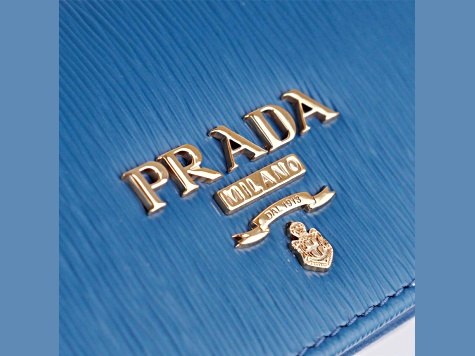 Prada Vitello Move Cobalt Blue Leather Small Card Case