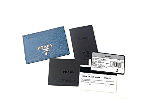 Prada Vitello Move Cobalt Blue Leather Small Card Case