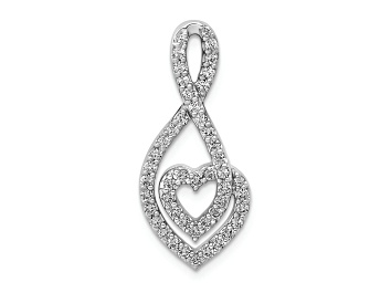 Picture of Rhodium Over 14k White Gold Diamond Fancy Heart Infinity Chain Slide Pendant
