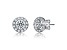 Rhodium Plated over Brass Halo Stud Earrings with Clear Cubic Zirconia