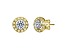 14k Yellow Gold Plated over Brass Halo Stud Earrings with Clear Cubic Zirconia