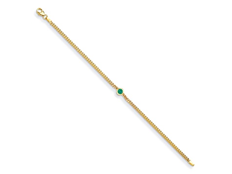 14K Yellow Gold Emerald Curb Link 7.25-inch Bracelet