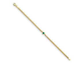 14K Yellow Gold Emerald Curb Link 7.25-inch Bracelet