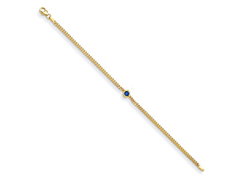 14K Yellow Gold Sapphire Curb Link 7.25-inch Bracelet
