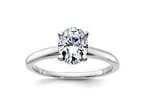 Rhodium Over 14K White Gold 1 1/2 ct. G H I True Light Oval Moissanite Solitaire Ring